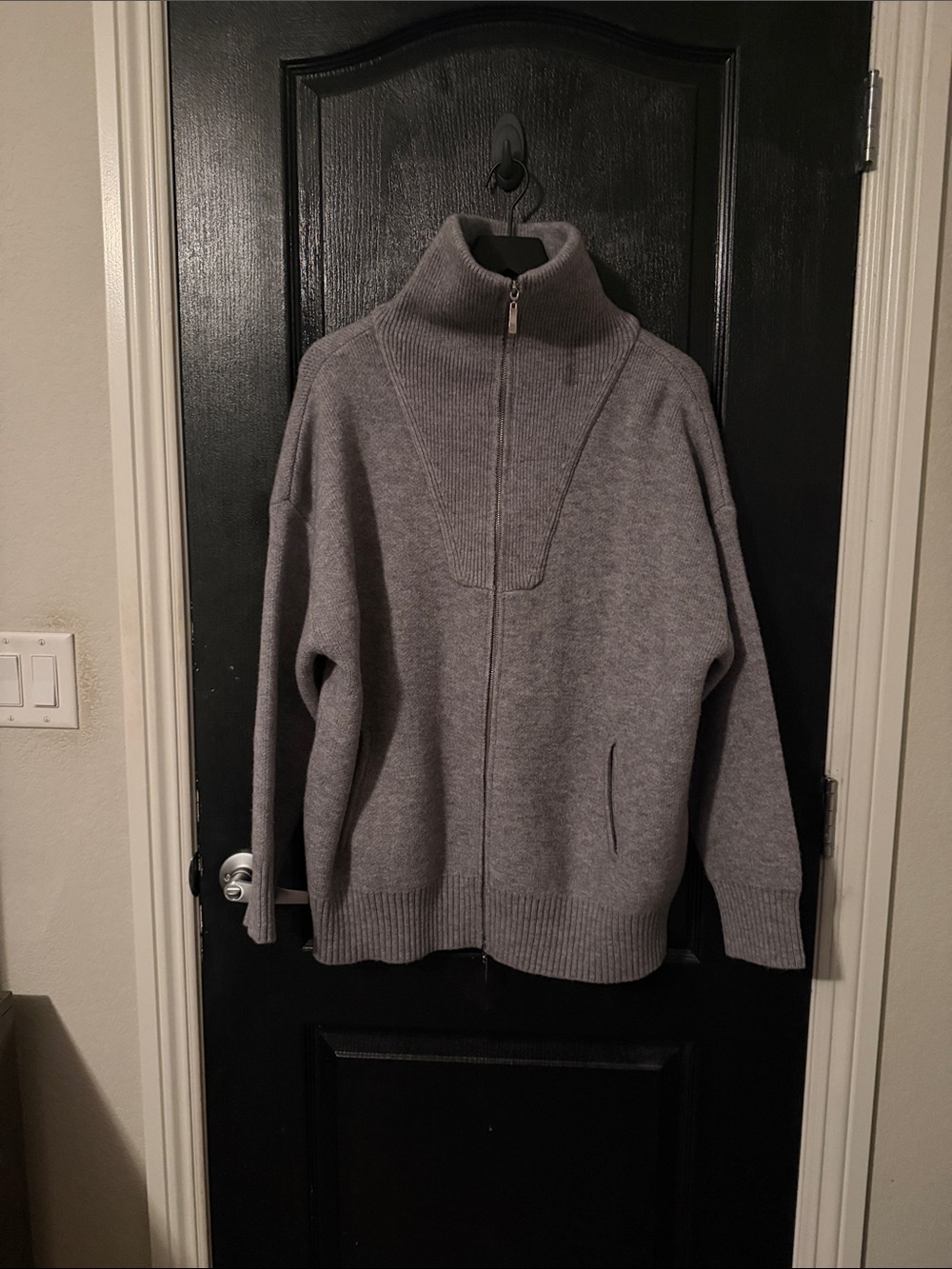 Commense Grey Zip-Front Mock Neck Sweater NWOT